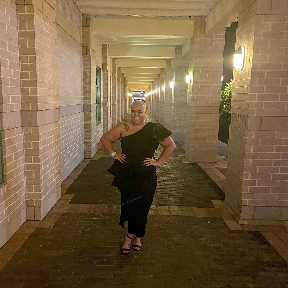 Asymmetrical black ruffle dress